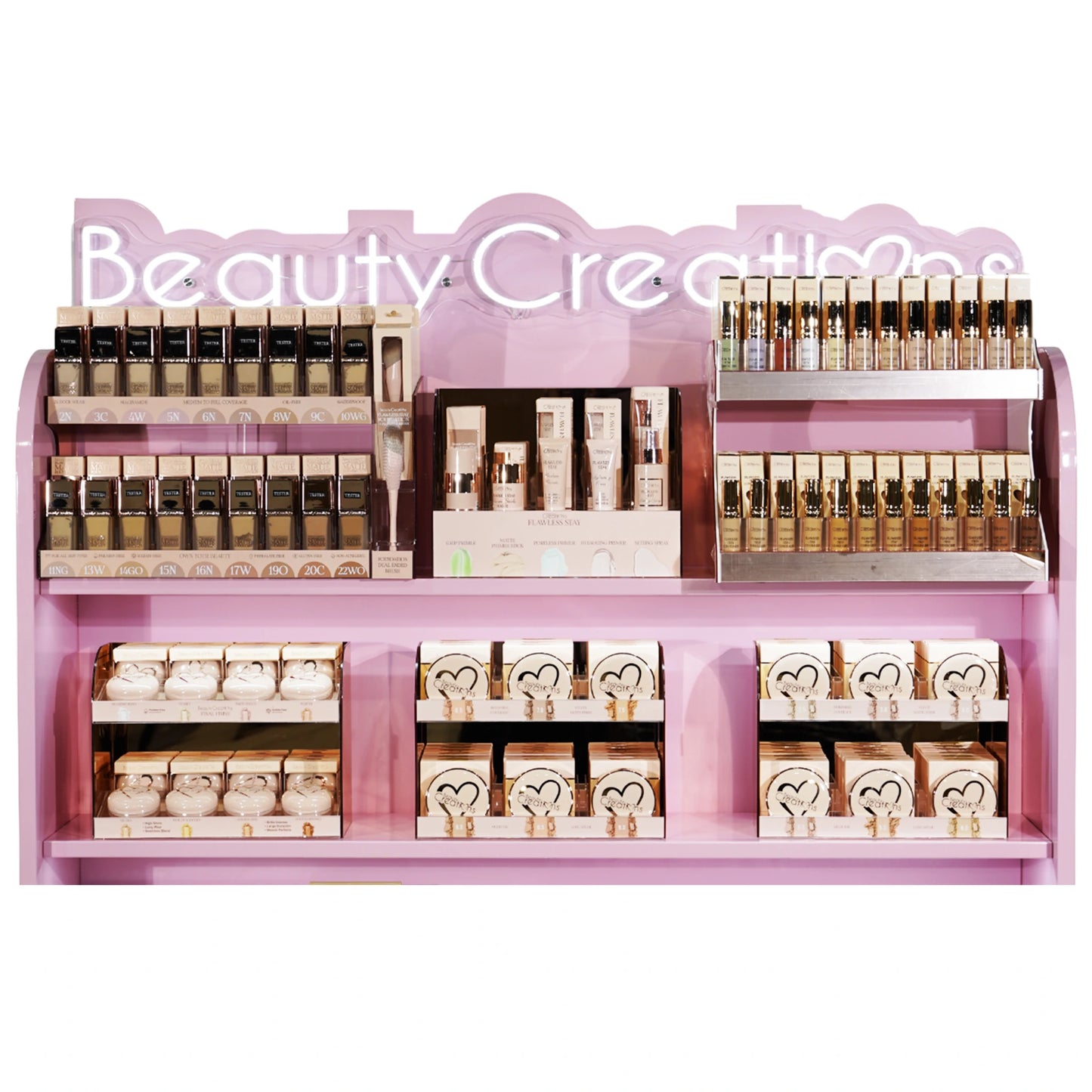 Exhibidor de Piso 4ft Pink Heart Beauty Creations | Cosméticos al por Mayor