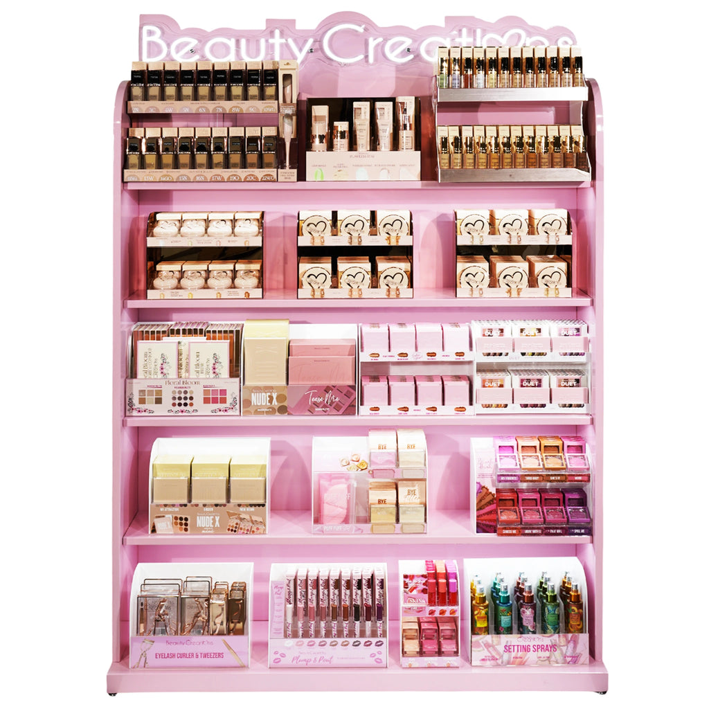 Exhibidor de Piso 4ft Pink Heart Beauty Creations | Cosméticos al por Mayor