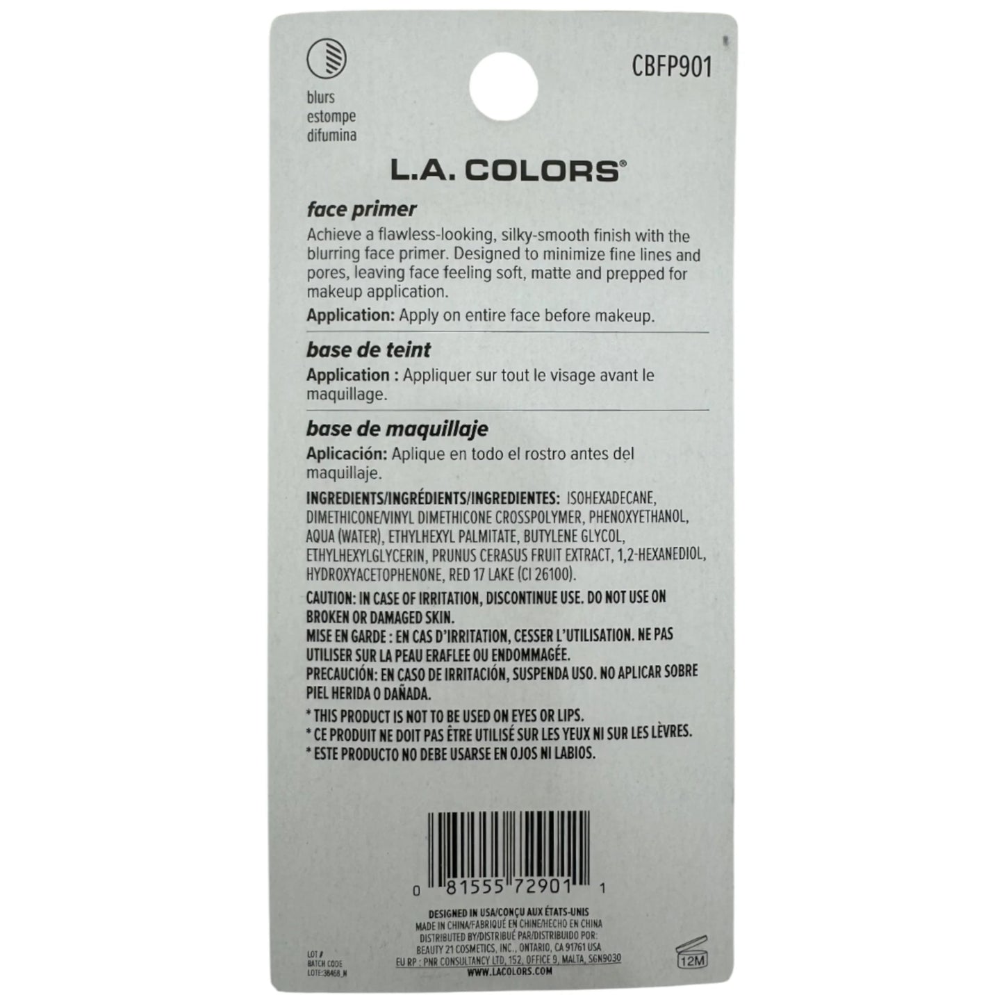 Prebase Total Blur Primer Clear L.A. Colors | Cosméticos al por Mayor