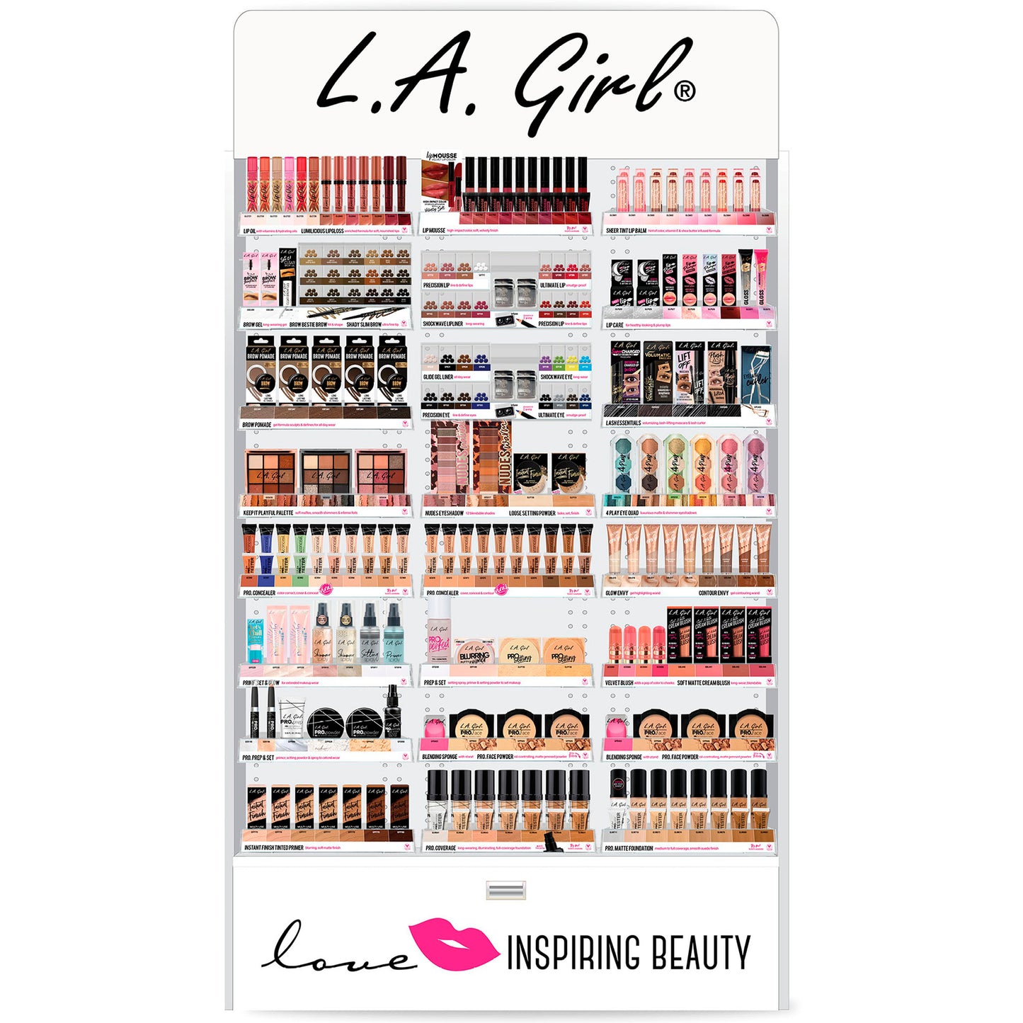 Venta al por mayor L.A. Girl Exhibidor de Piso | Cosméticos al por Mayor