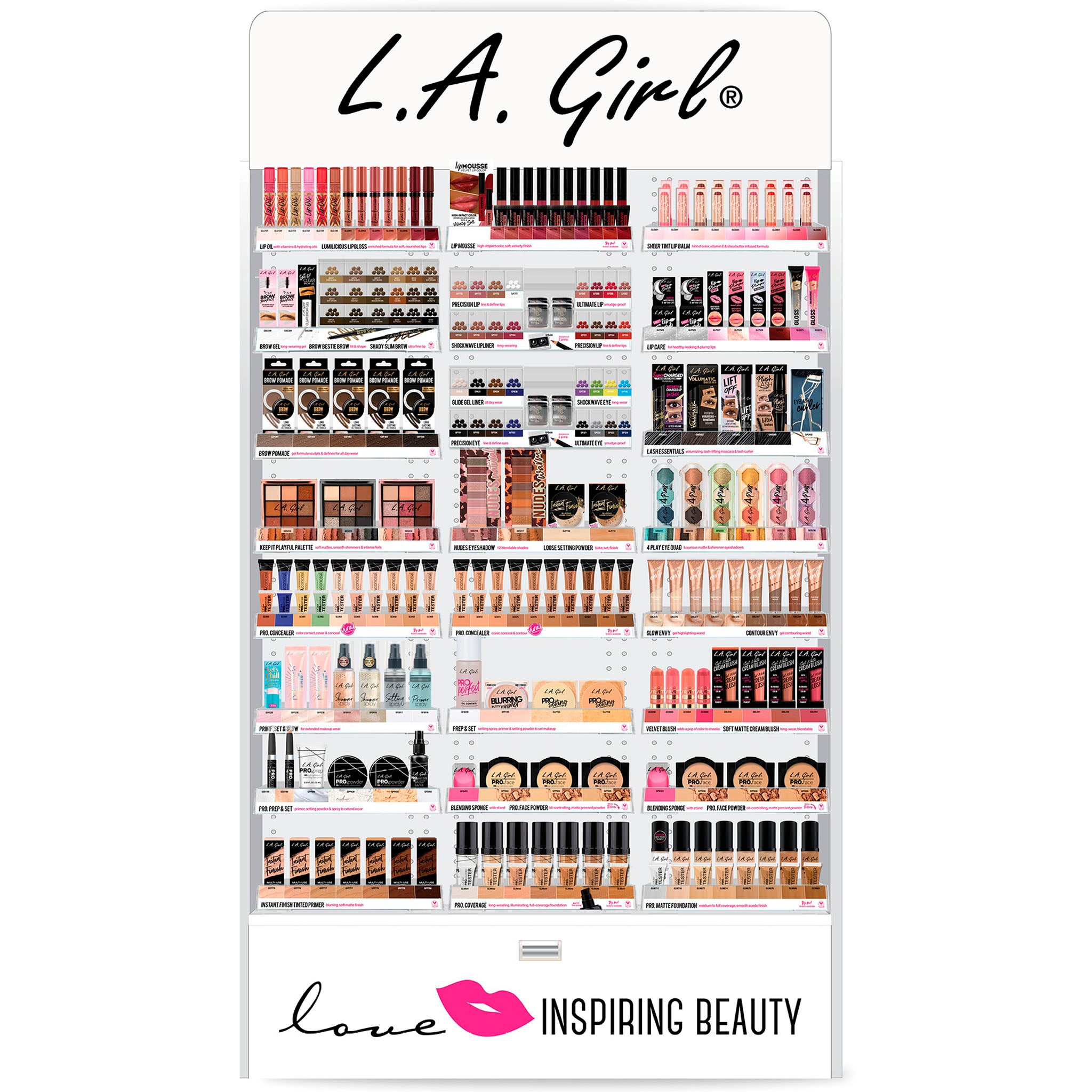 Venta al por mayor L.A. Girl Exhibidor de Piso | Cosméticos al por Mayor
