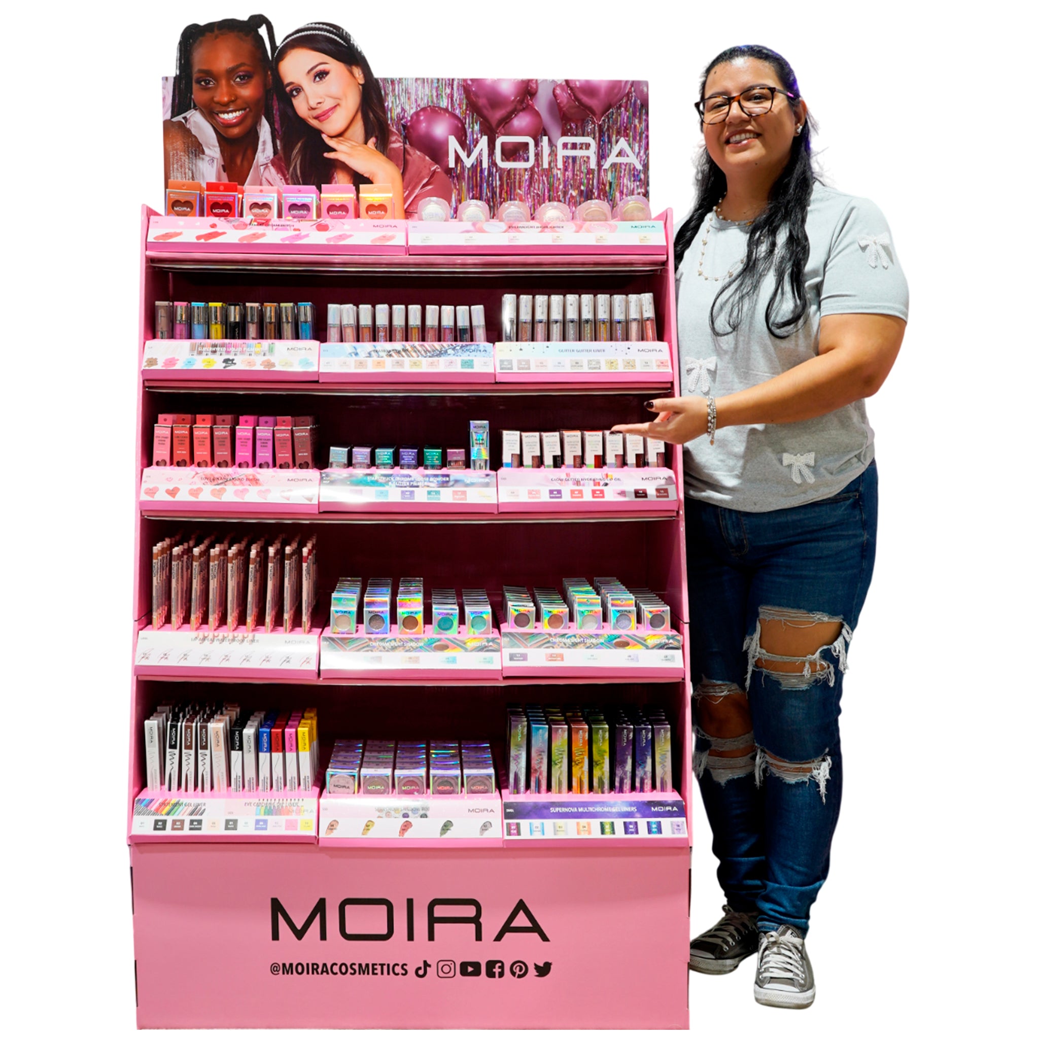 Exhibidor de Piso 5 Niveles Moira Beauty | Cosméticos al por Mayor