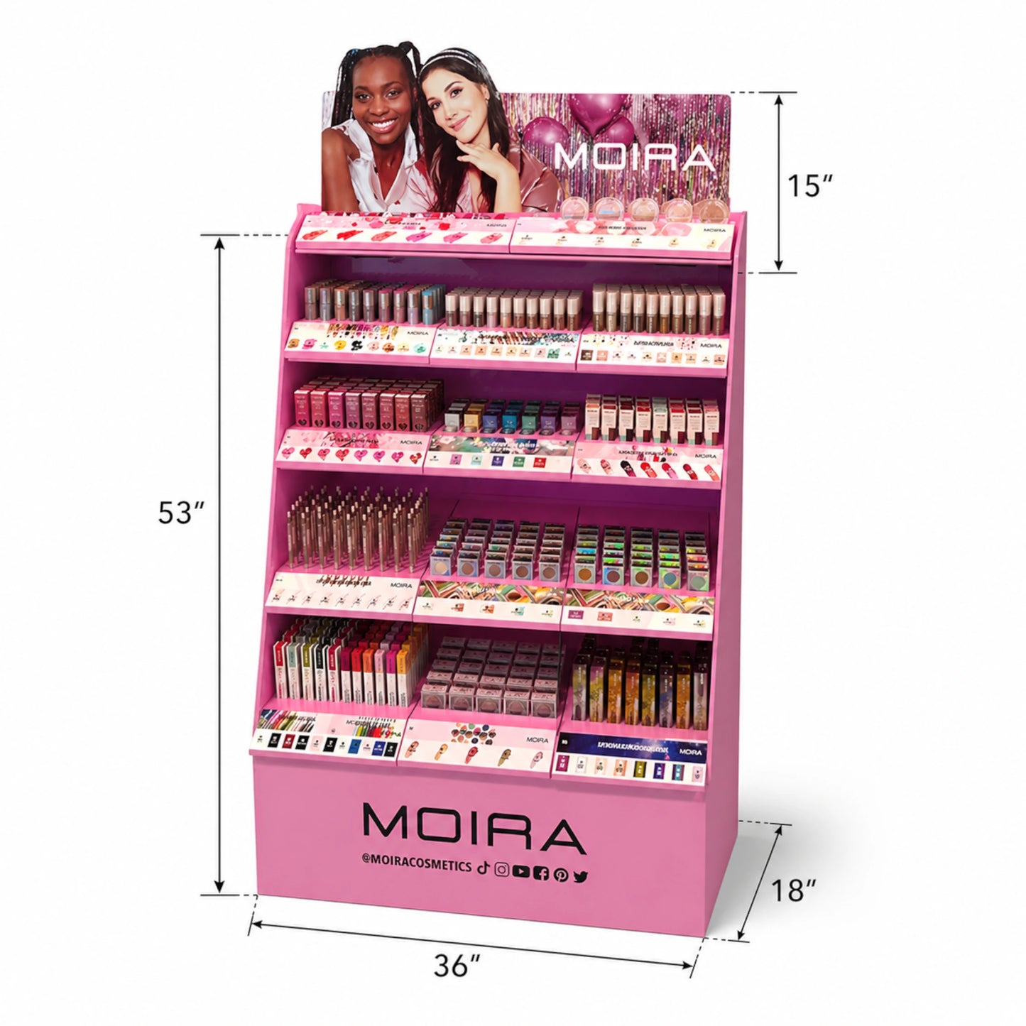 Exhibidor de Piso 5 Niveles Moira Beauty | Cosméticos al por Mayor