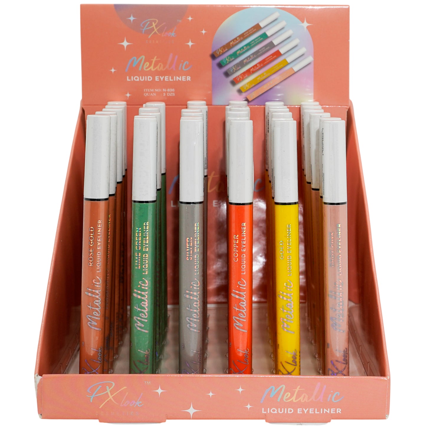 Delineador de Ojos Líquido Metalizado Px Look  | Cosméticos al por Mayor