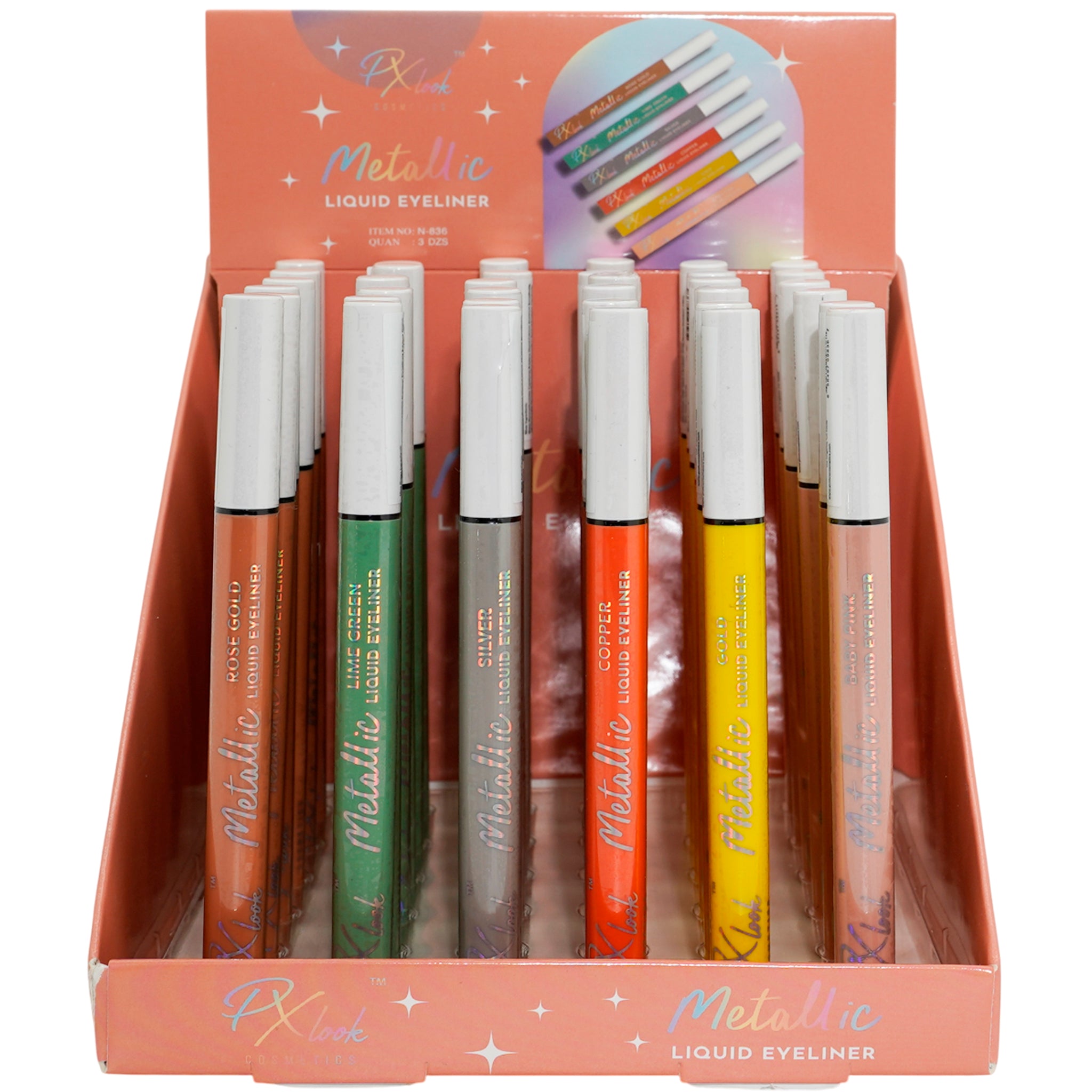 Delineador de Ojos Líquido Metalizado Px Look  | Cosméticos al por Mayor