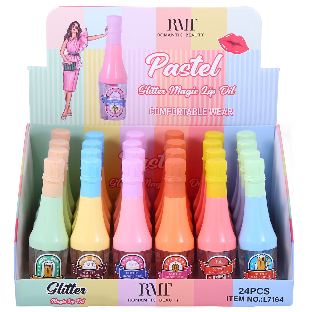 Aceite labial Mágico con Glitter Pastel Romantic Beauty - Venta al por mayor Display 24 Unidades (L7164)