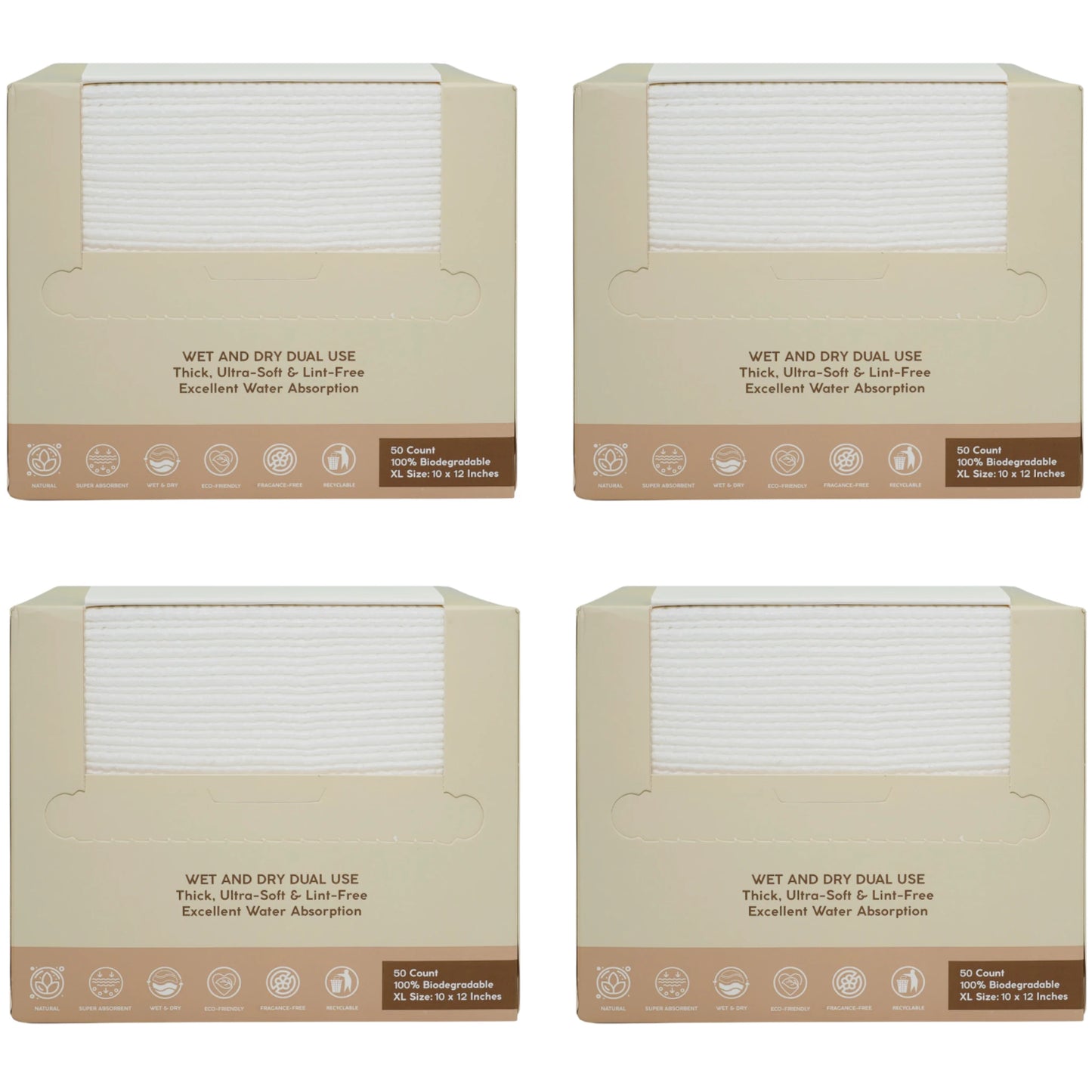 Toallas de Limpieza Facial Totemica - Venta al por Mayor 4 Cajas (TBR25S1)