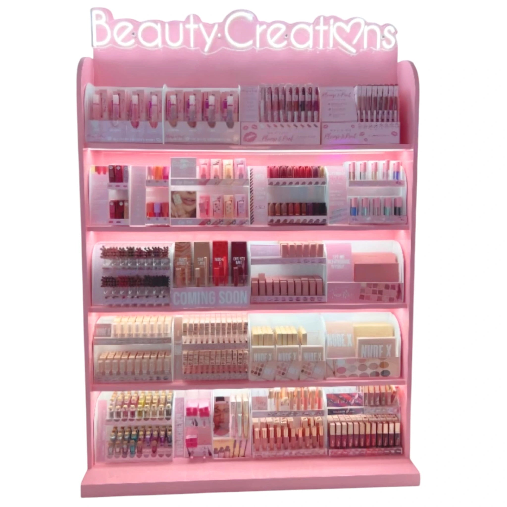 Exhibidor de Piso 4ft Pink Heart Beauty Creations | Cosméticos al por Mayor