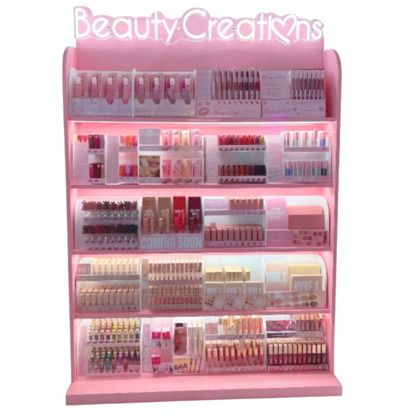 Exhibidor de Piso 4ft Pink Heart Beauty Creations | Cosméticos al por Mayor