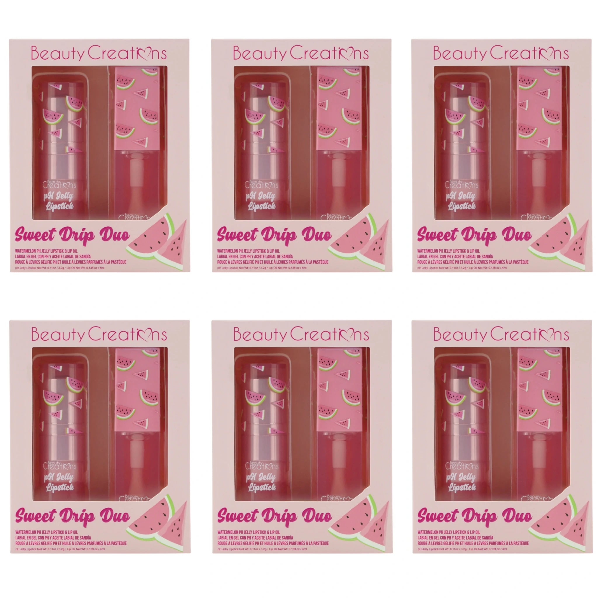 Barra y Aceite Labial Sweet Drip Duo Sandía Ph Jelly Beauty Creations - Venta al por Mayor 6 Unidades (SDD-1)