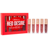 Sets de Brillos de Labios Velvet Stay Red Desire Beauty Creations - Venta al por Mayor 6 Sets (VSLP-SET2)