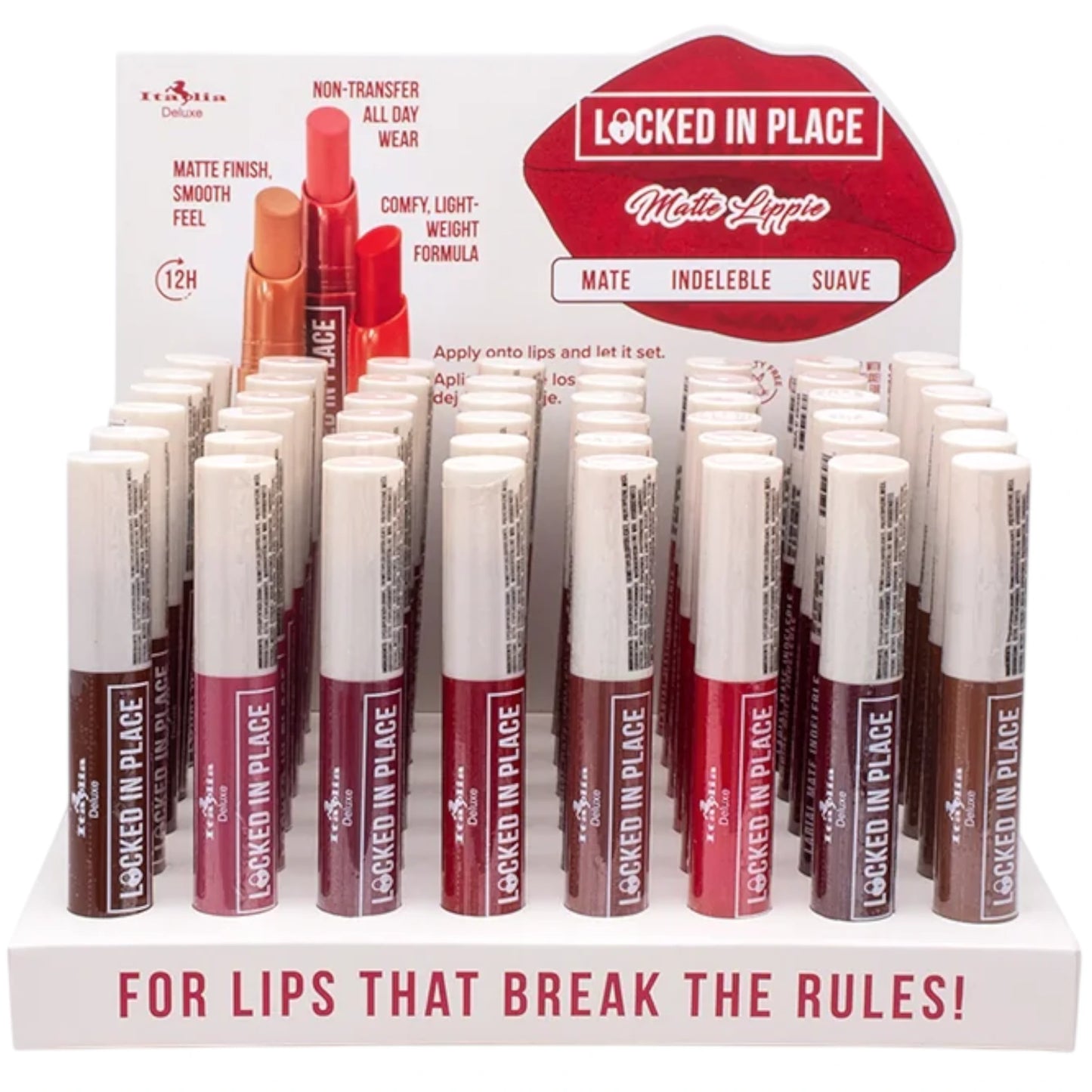 Barra Labial Mate Locked Italia Deluxe | Cosméticos al por Mayor