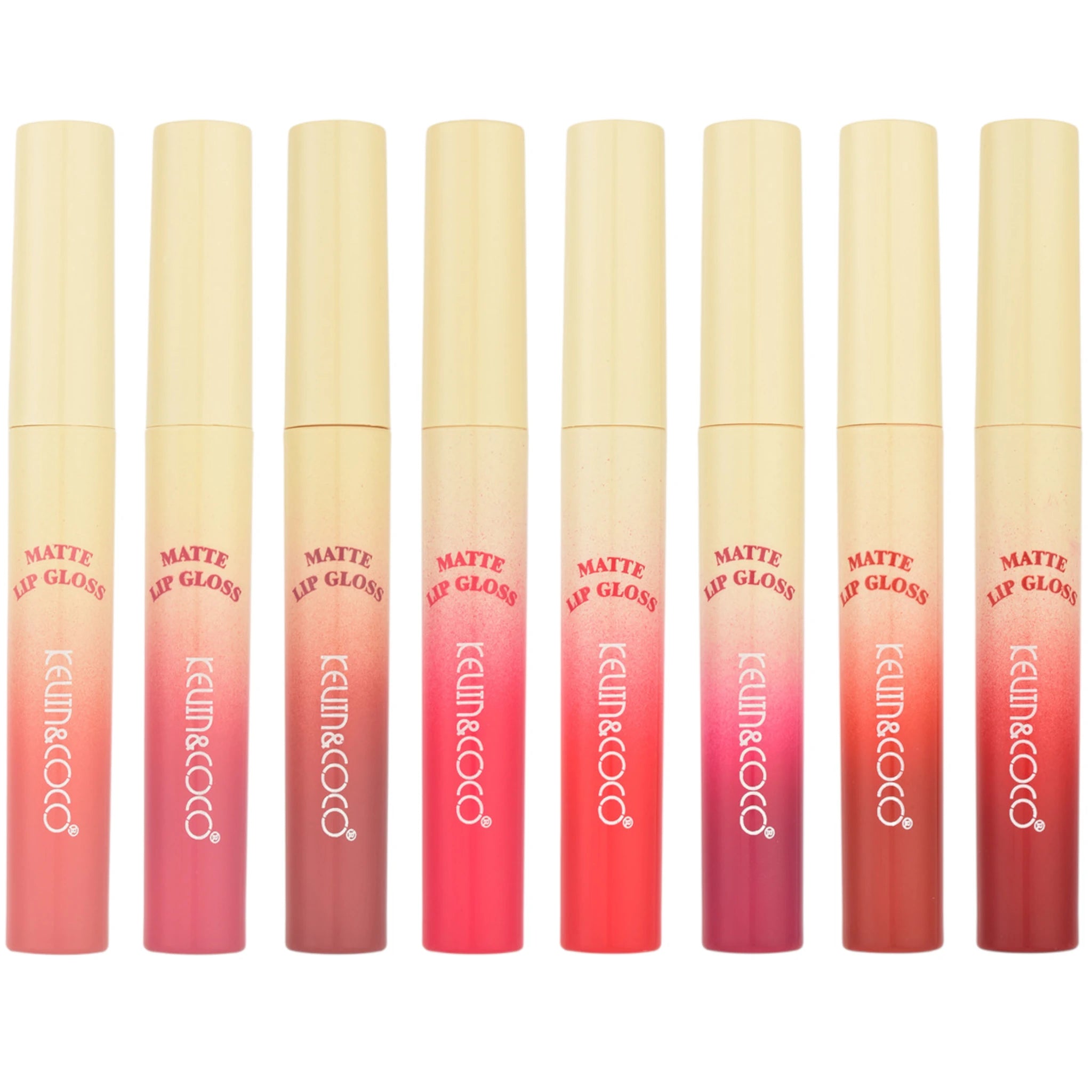 Brillo de Labios Mate en 8 Colores Kevin & Coco | Cosméticos al por Mayor