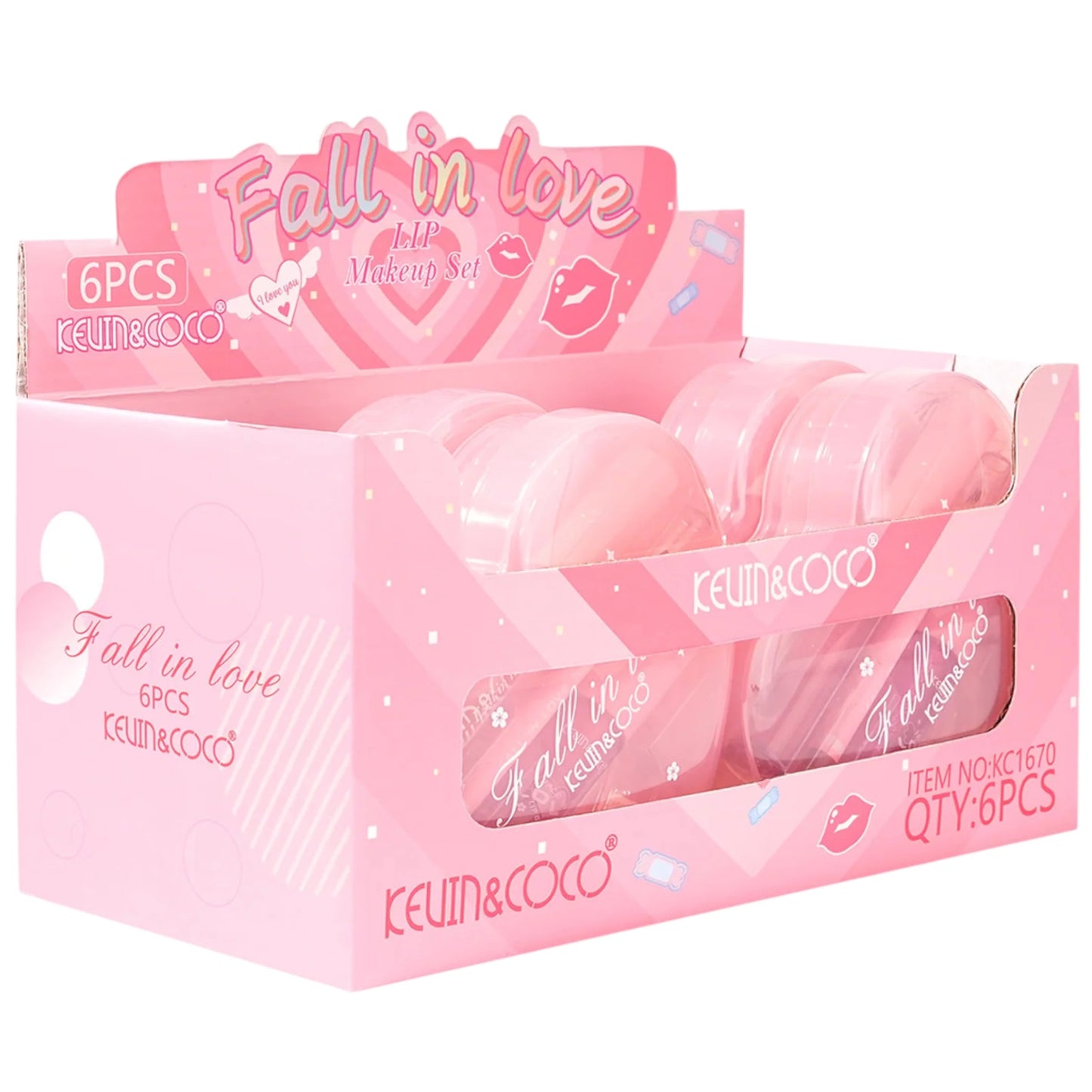 Sets de Maquillaje para Labios Fall In Love Kevin & Coco - Venta al por Mayor Display 6 Sets (KC1670)