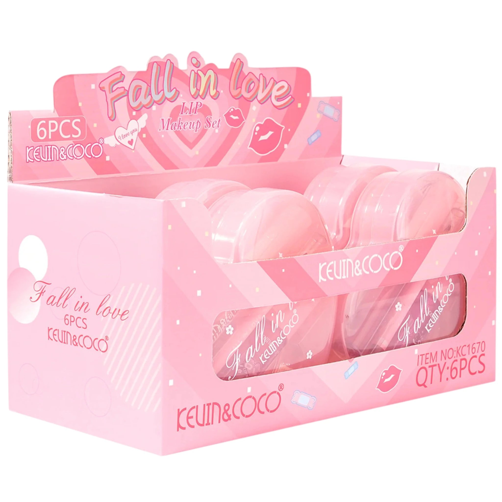 Sets de Maquillaje para Labios Fall In Love Kevin & Coco - Venta al por Mayor Display 6 Sets (KC1670)