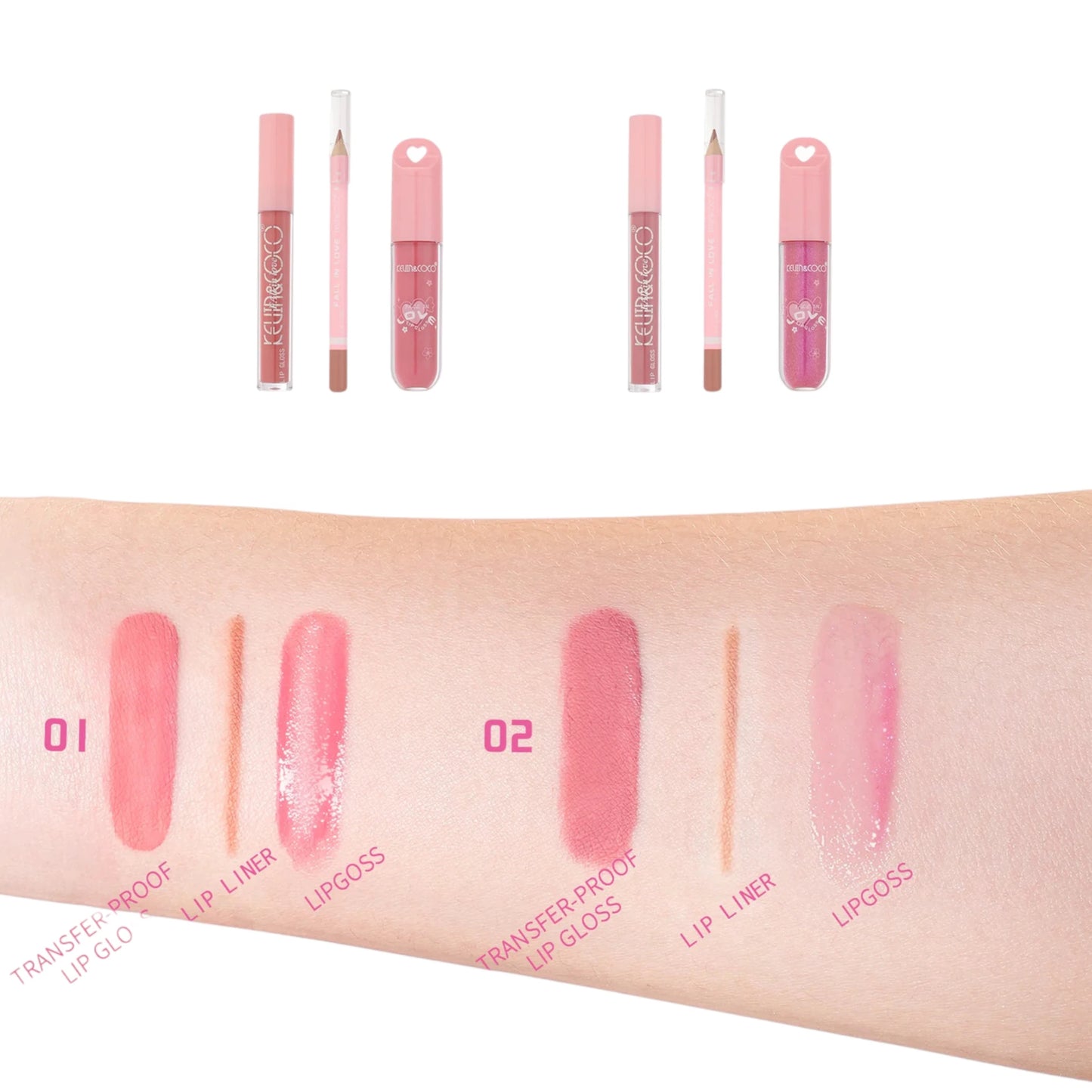 Sets de Maquillaje para Labios Fall In Love Kevin & Coco - Venta al por Mayor Display 6 Sets (KC1670)