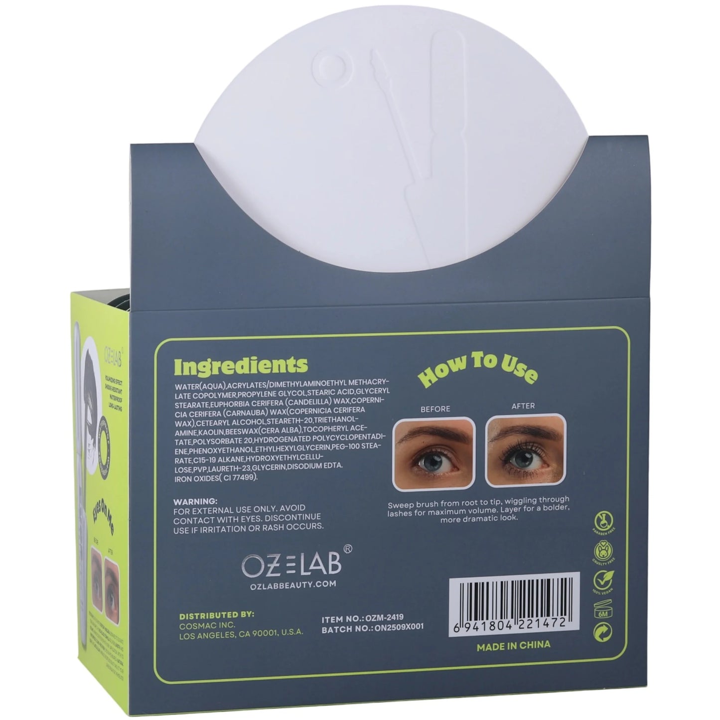 Máscara de Pestañas Eyes On Me Volume Oz Lab | Cosméticos al por Mayor