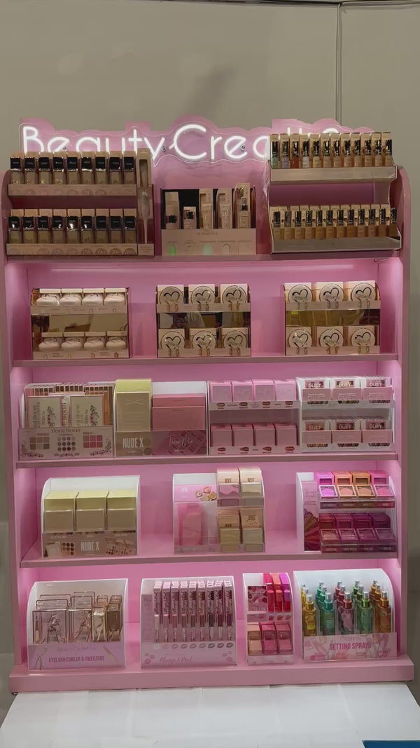 Exhibidor de Piso 4ft Pink Heart Beauty Creations | Cosméticos al por Mayor