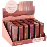 Brillo de Labios Mate Long Lasting Prolux - Venta al por Mayor Display 24 Unidades (K-418-B)