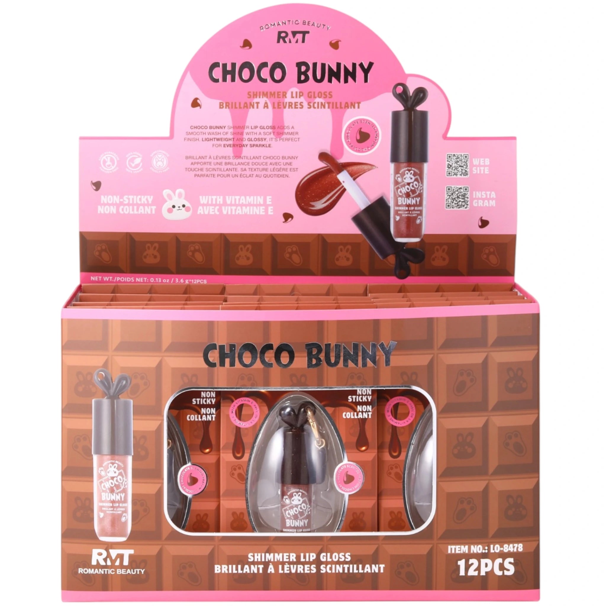 Brillo Labial Choco Bunny Romantic Beauty | Cosméticos al por Mayor