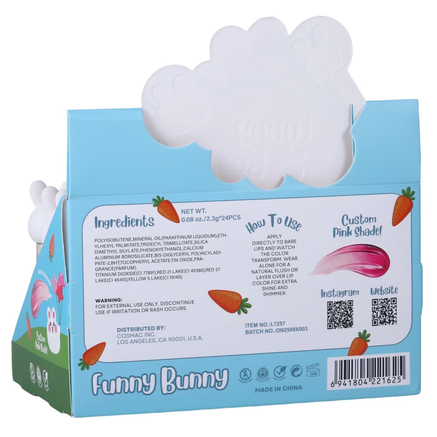 Labial Brillante Funny Bunny Romantic Beauty | Cosméticos al por Mayor