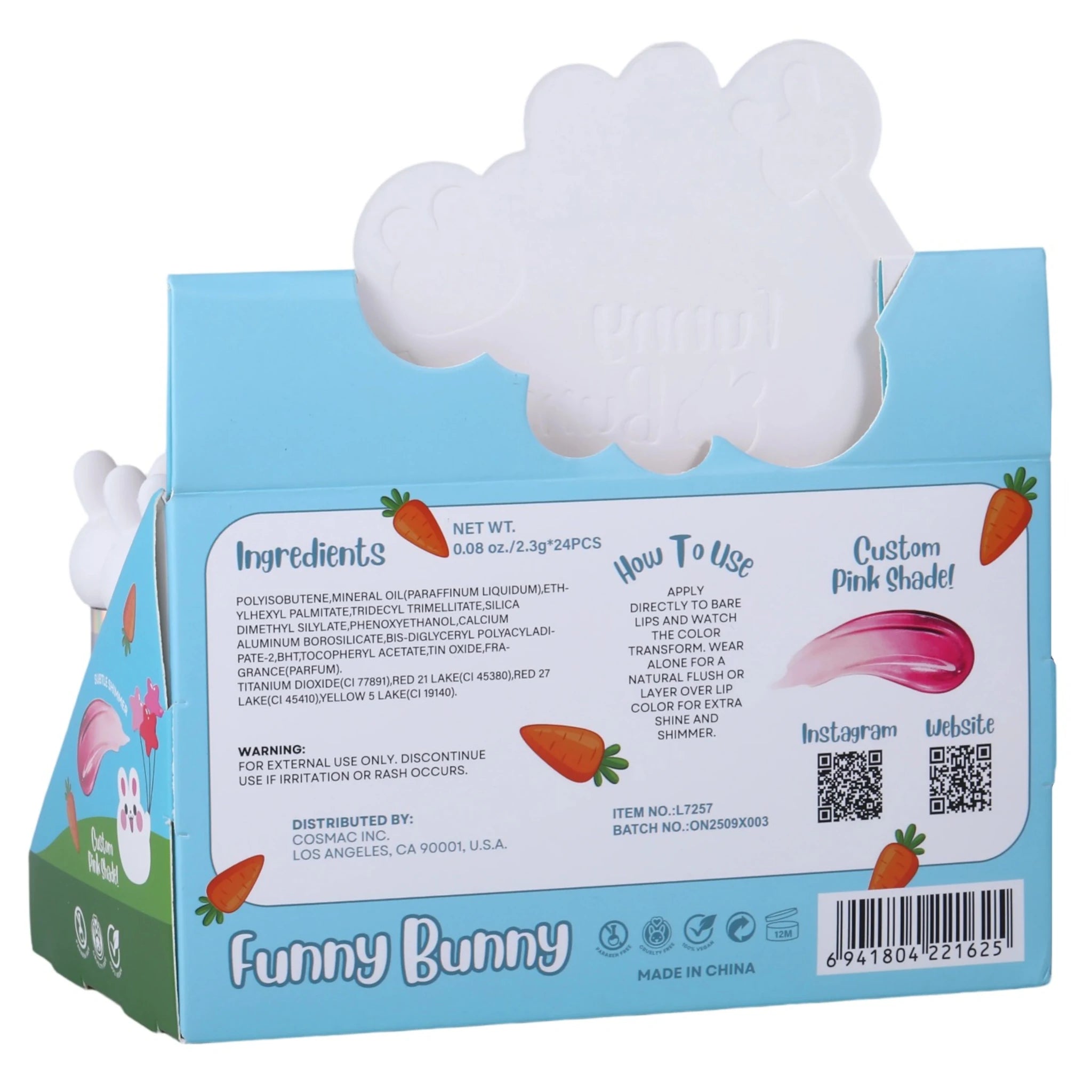 Labial Brillante Funny Bunny Romantic Beauty | Cosméticos al por Mayor