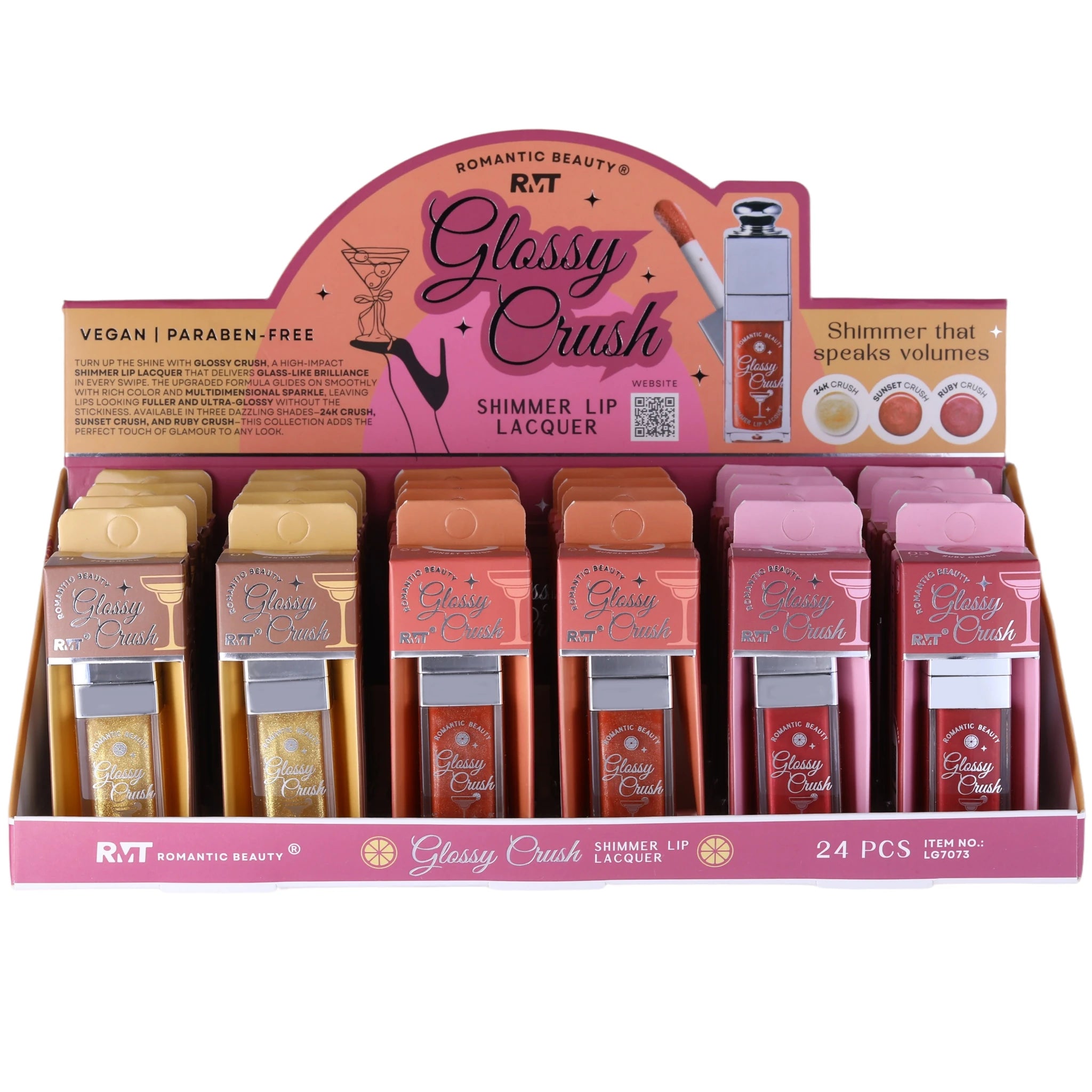 Brillo Glossy Crush Shimmer Romantic Beauty | Cosméticos al por Mayor
