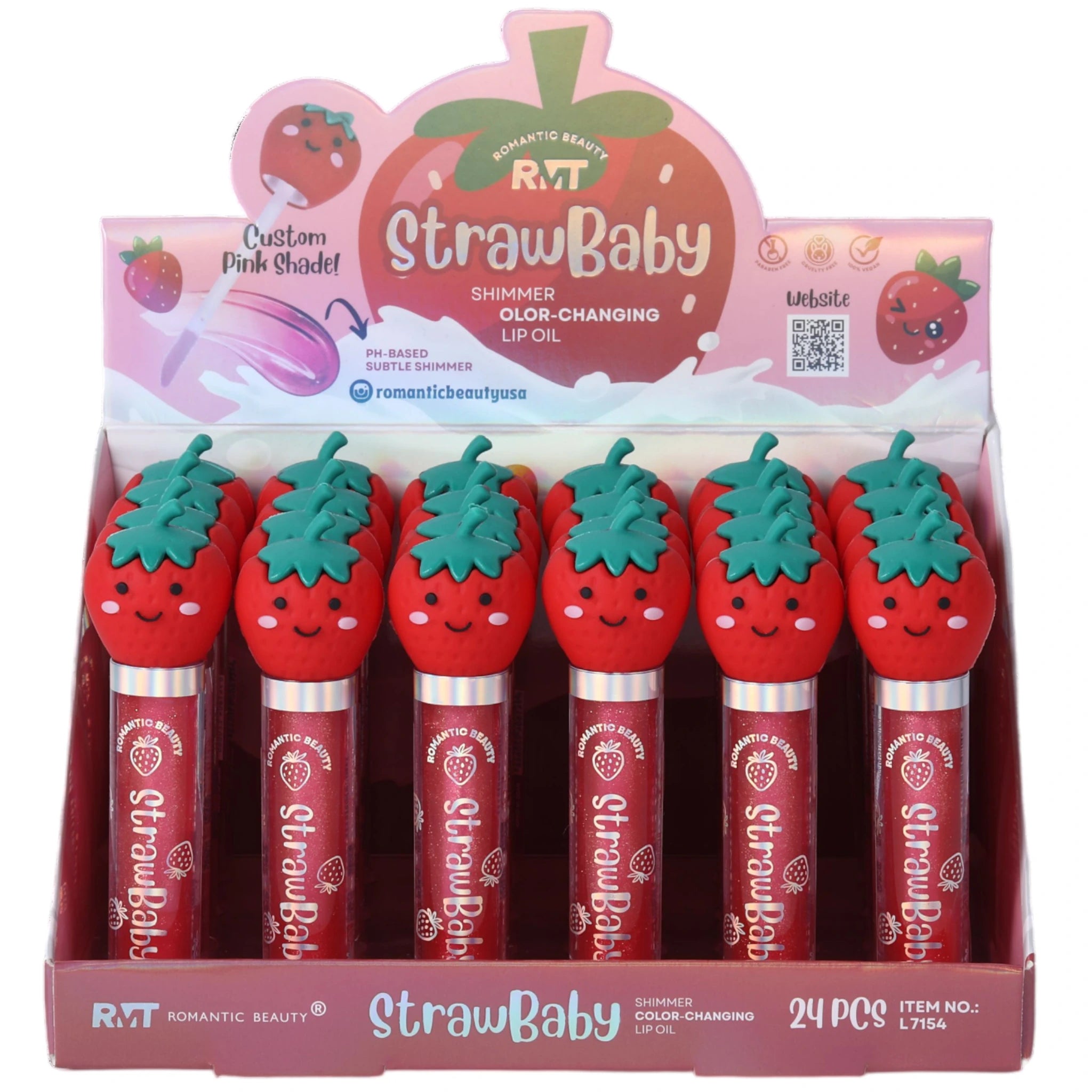 Aceite Labial Strawbaby Shimmer Romantic Beauty | Cosméticos al por Mayor