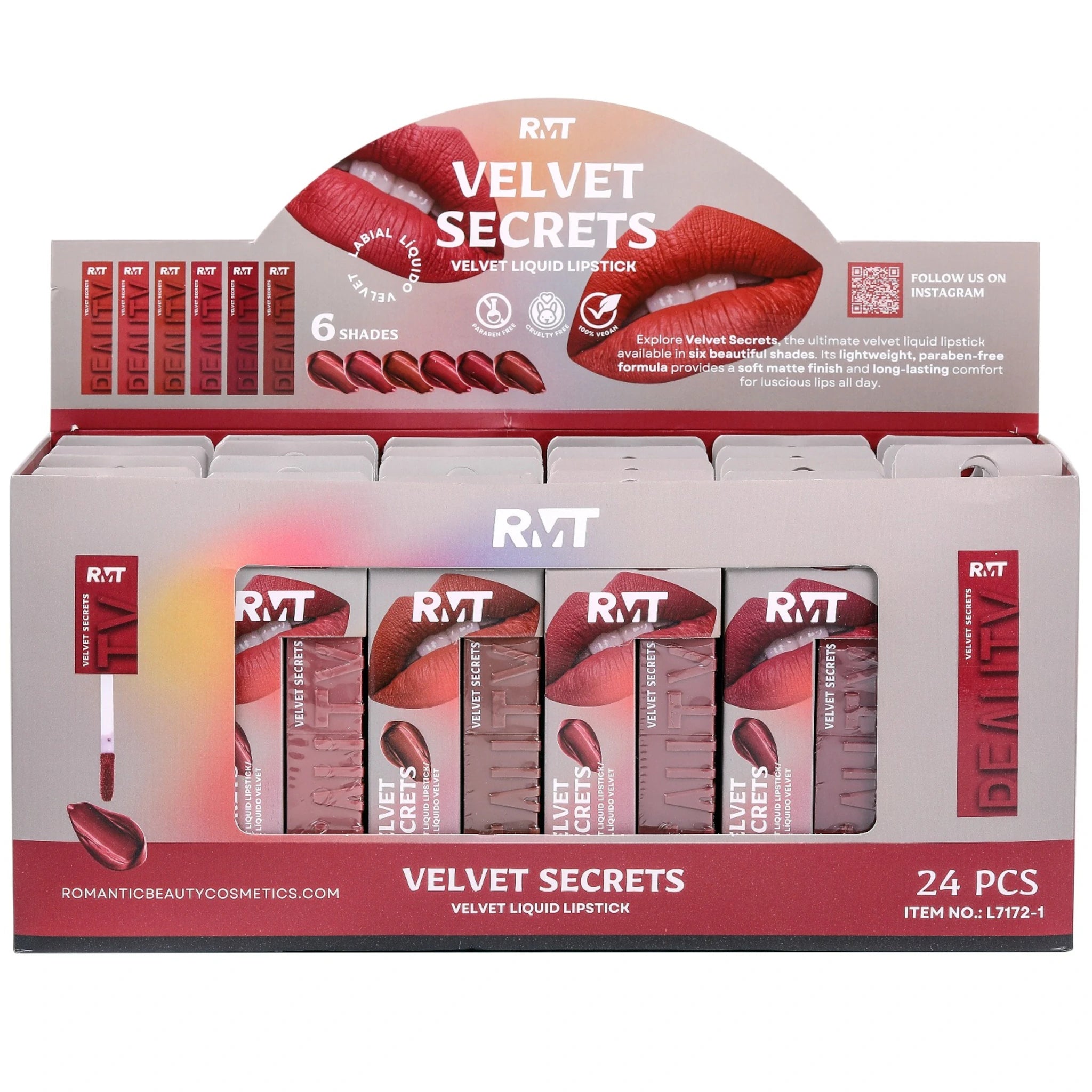Labial Líquido Velvet Romantic Beauty | Cosméticos al por Mayor