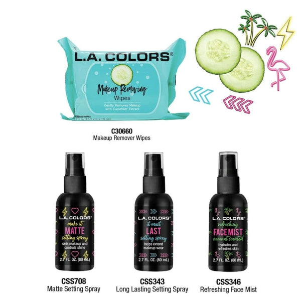 Sprays de Maquillaje + Toallitas L.A. Colors