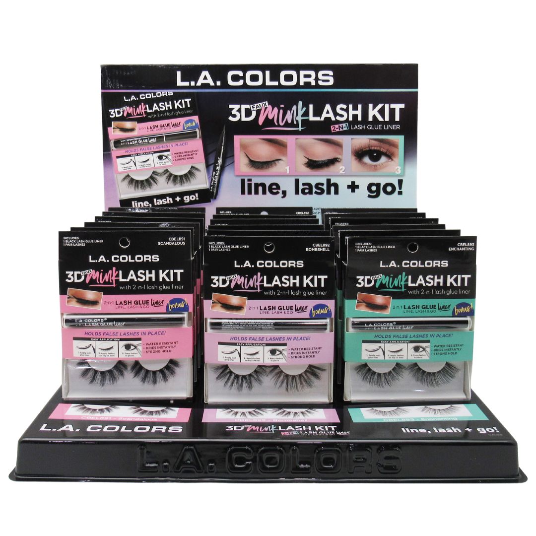 Kit de Pestañas 3D Faux Mink - L.A. Colors | Cosméticos al por Mayor