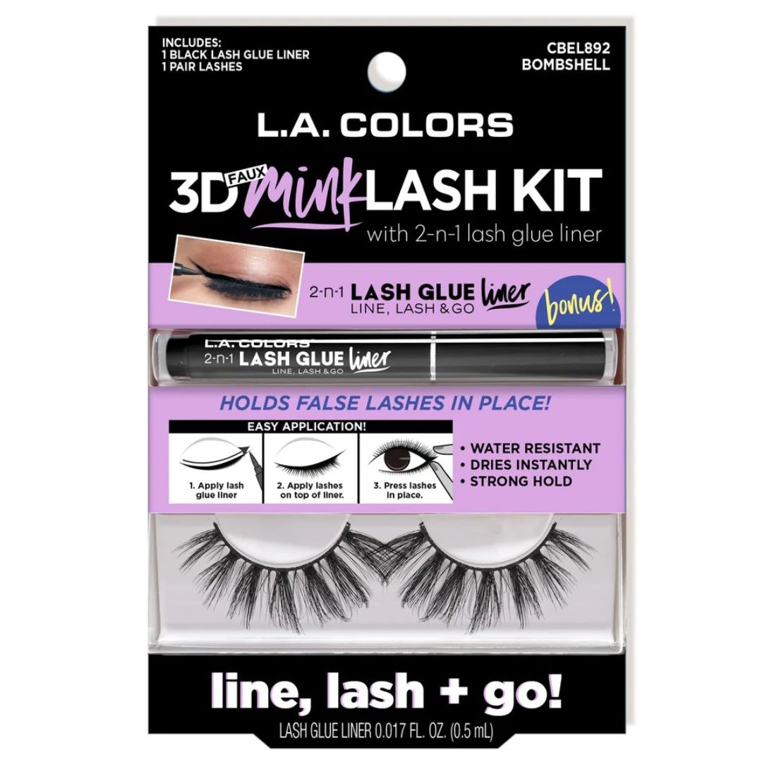 Kit de Pestañas 3D Faux Mink - L.A. Colors | Cosméticos al por Mayor